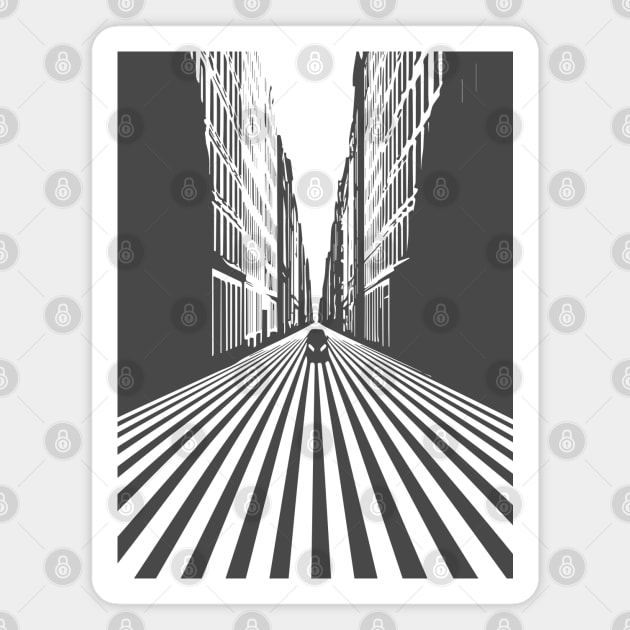 Endless Perspective Geometric Cityscape Op Art Design Magnet by TuncGK